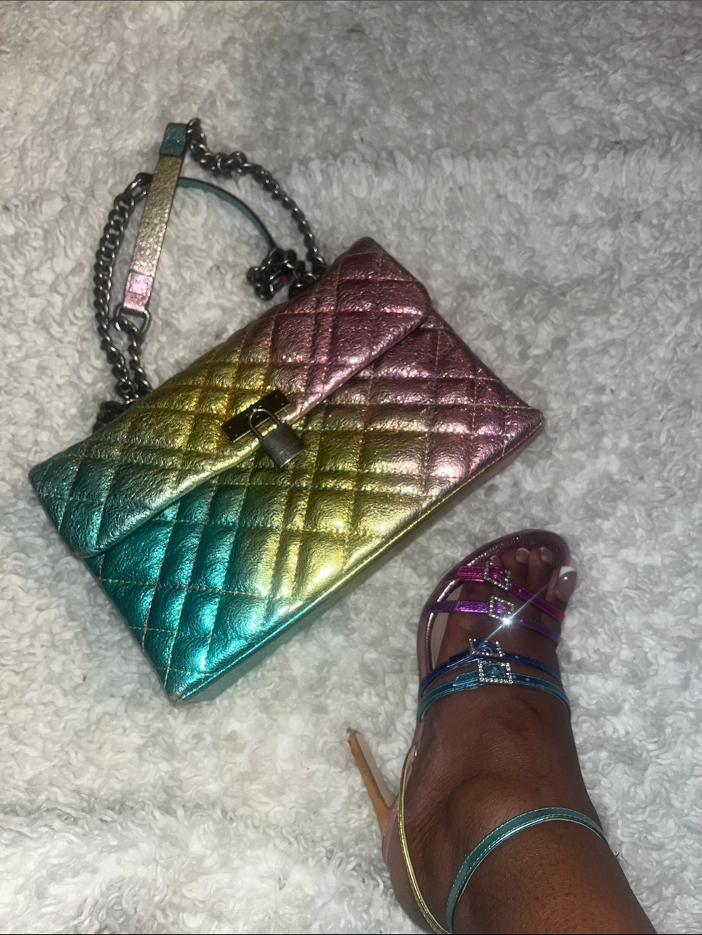 Kurt Kruger Quilted Shoulder Bag with Matching Heels!!